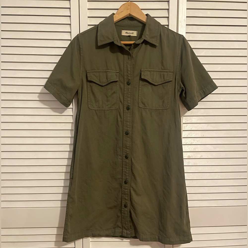 Madewell Oversized Mini Shirt Dress Faded Ivy